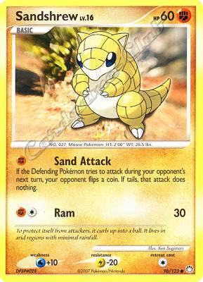 096 / 123 Sandshrew LV.16 comune (EN) -NEAR MINT-