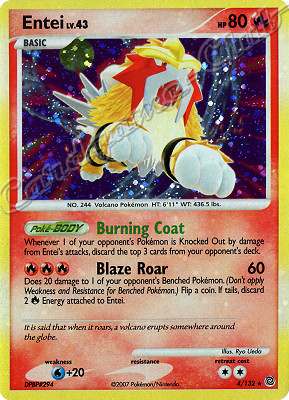 004 / 132 Entei LV.43 rara foil (EN) -NEAR MINT-