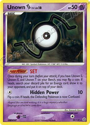 039 / 132 Unown S LV.18 rara (EN) -NEAR MINT-