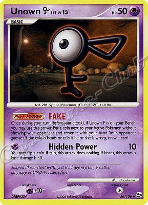 056 / 106 Unown F LV.13 non comune (EN) -NEAR MINT-