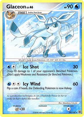 020 / 100 Glaceon LV.46 rara (EN) -NEAR MINT-