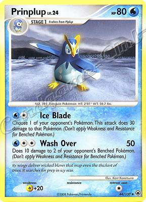 044 / 100 Prinplup LV.24 non comune (EN) -NEAR MINT-