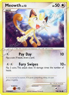 106 / 146 Meowth LV.13 comune (EN) -NEAR MINT-