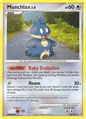 033 / 130 Munchlax Lv.8 rara (EN) -NEAR MINT-