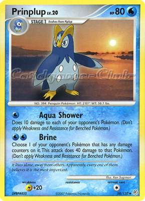 058 / 130 Prinplup Lv.20 non comune (EN) -NEAR MINT-