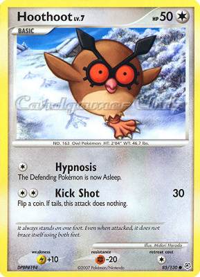 085 / 130 Hoothoot Lv.7 comune (EN) -NEAR MINT-