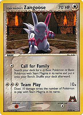 23 / 95 Team Magma's Zangoose rara (EN) -NEAR MINT-