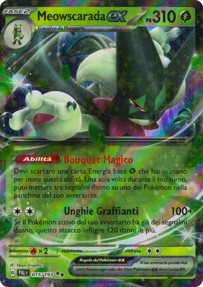 015 / 193 Meowscarada ex Rara Ex foil (IT) -NEAR MINT-