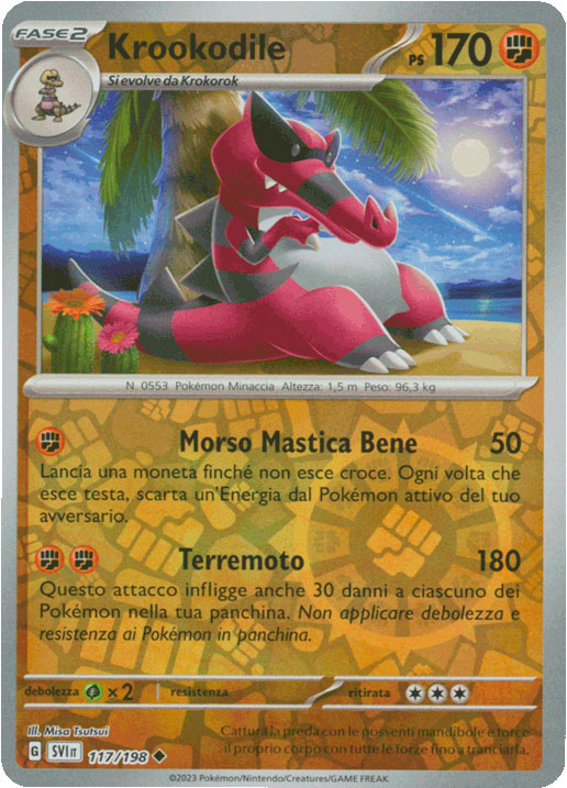 117/198 Krookodile Non Comune foil reverse (IT) -NEAR MINT-