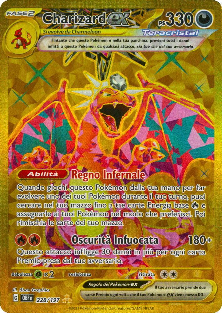 228 / 197 Charizard ex Rara Segreta Gold foil (IT) -NEAR MINT-