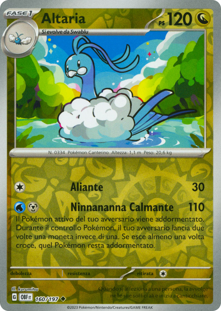 160 / 197 Altaria Non Comune foil reverse (IT) -NEAR MINT-