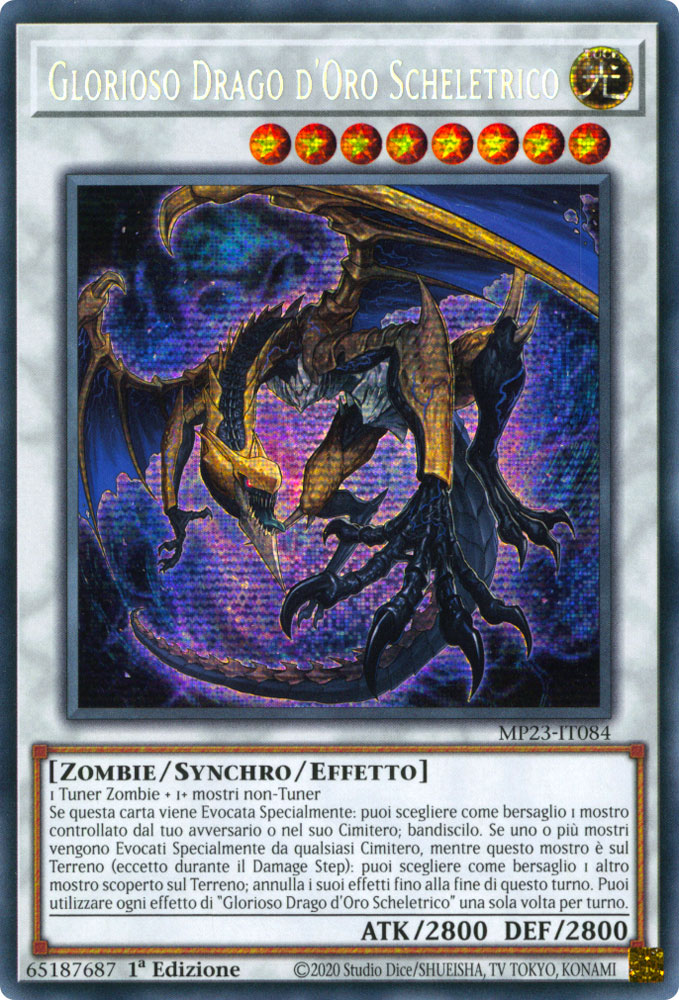 MP23-IT084 Glorioso Drago d'Oro Scheletrico Rara Segreta Prismatica 1a Edizione (IT) -NEAR MINT-