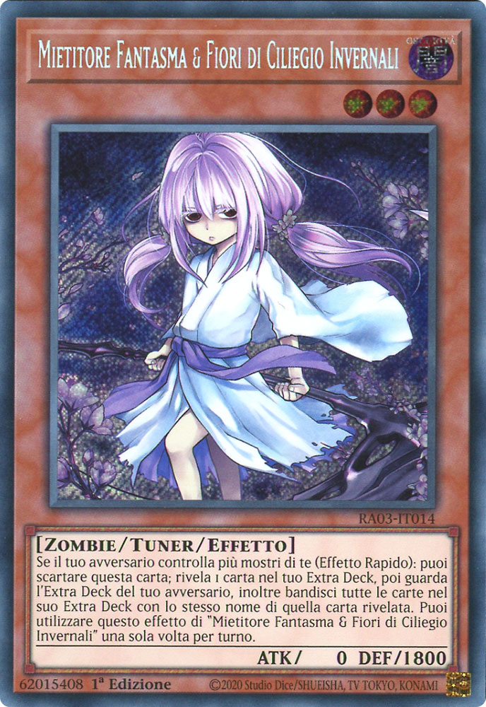 RA03-IT014 Mietitore Fantasma & Fiore di Ciliegio Invernali (Versione Alternativa) Rara Segreta 1a Edizione (IT) -NEAR MINT-
