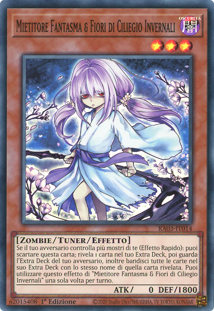 RA03-IT014 Mietitore Fantasma & Fiore di Ciliegio Invernali (Versione Alternativa) Super Rara 1a Edizione (IT) -NEAR MINT-