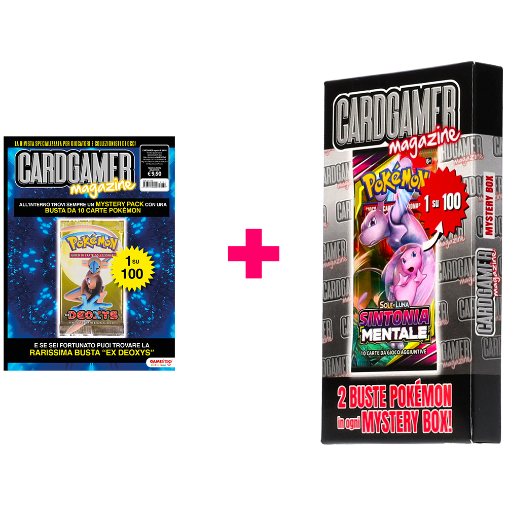 Rivista Cardgamer Magazine n.34/01 + Mystery Box 2 buste Pokemon assortite con possibilita' di trovare 1 Busta Sintonia Mentale 1 ogni 100 Mystery Box