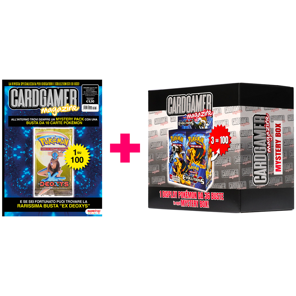 Rivista Cardgamer Magazine n.34/15 + Mystery Box - display 36 buste Pokemon Assortito con possibilita' di trovare 1 Display Evolutions (EN) 1 ogni 33 Mystery Box