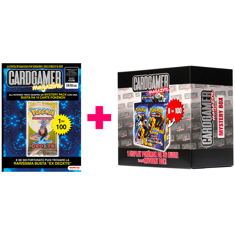 Rivista Cardgamer Magazine n.34/16 + Mystery Box - display 36 buste Pokemon Assortito con possibilita' di trovare 1 Display Evolutions (EN) 1 ogni 13 Mystery Box
