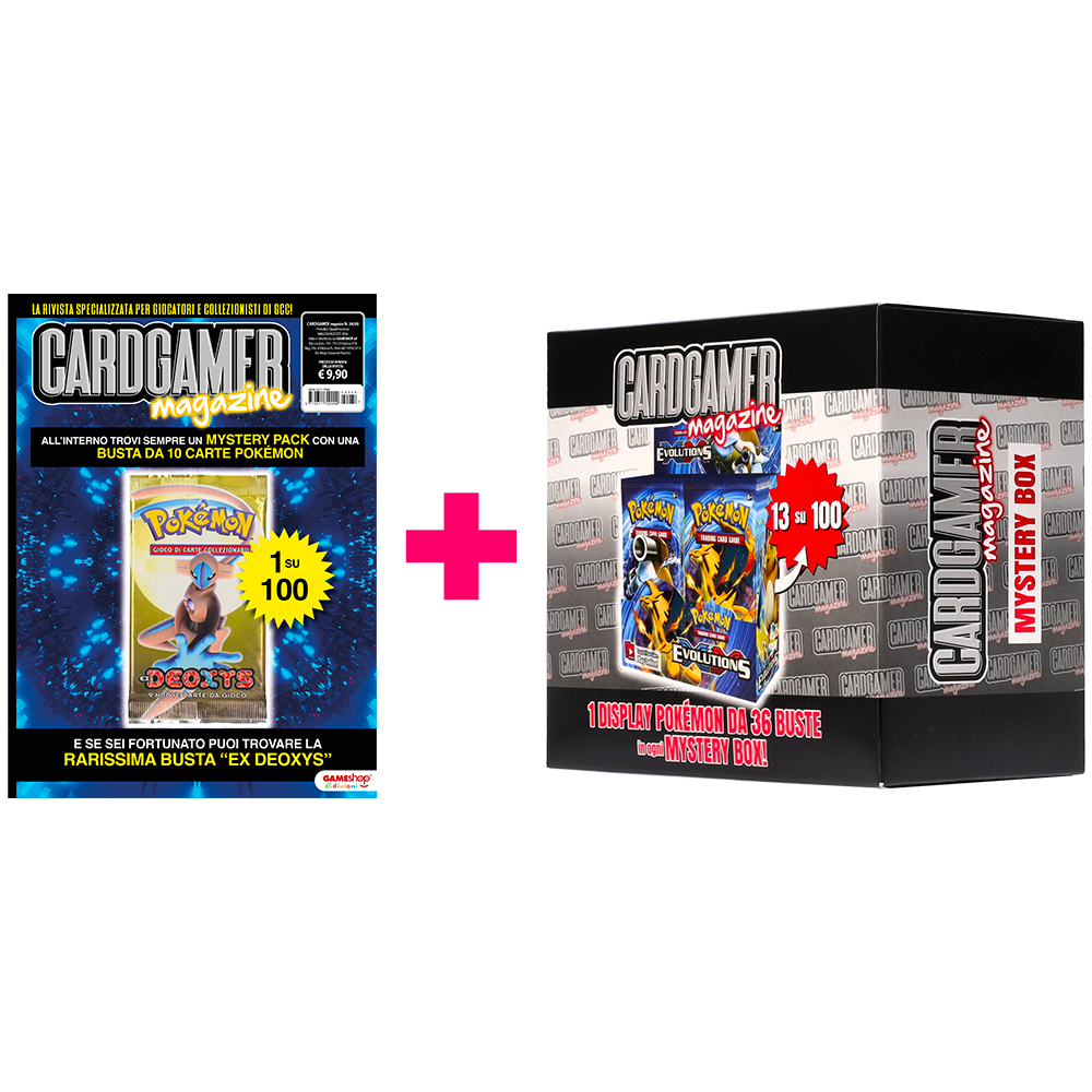 Rivista Cardgamer Magazine n.34/17 + Mystery Box - display 36 buste Pokemon Assortito con possibilita' di trovare 1 Display Evolutions (EN) 1 ogni 8 Mystery Box