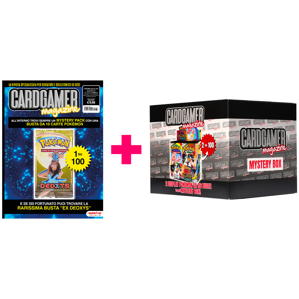 Rivista Cardgamer Magazine n.34/19 + Mystery Box - 2 display 36 buste Pokemon Assortito con possibilita' di trovare 1 Display Eclissi Cosmica 1 ogni 50 Mystery Box