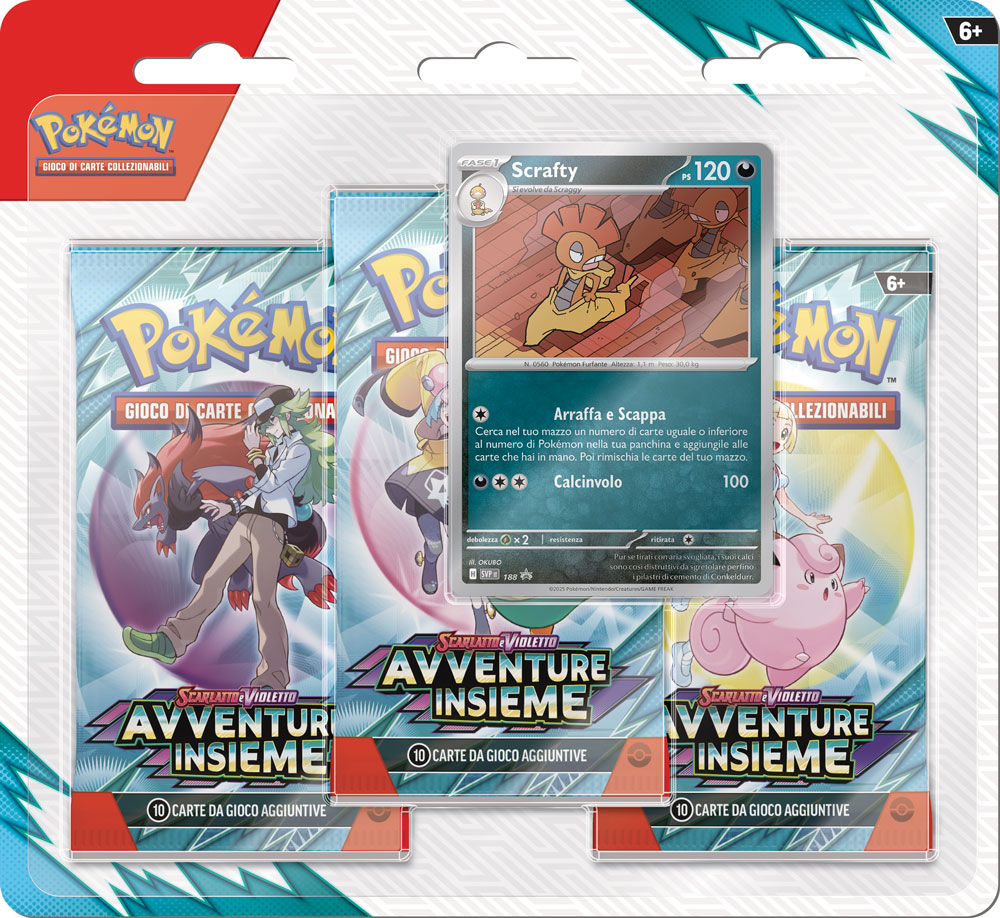 SV9 Scarlatto e Violetto Avventure Insieme Blister 3 buste con carta promo Scrafty (IT)