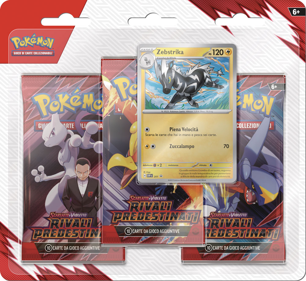 SV10 Scarlatto e Violetto Rivali Predestinati Blister 3 buste con carta promo Zebstrik (IT)