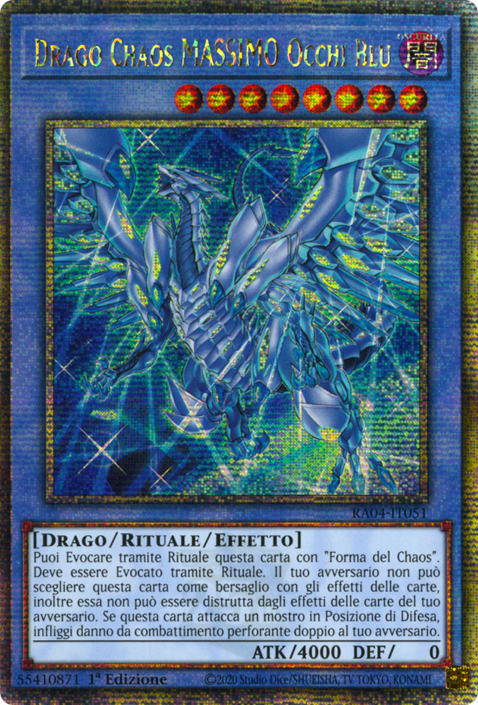 RA04-IT051 Drago Chaos MASSIMO Occhi Blu (Versione Alternativa) Rara Segreta Quarto di Secolo 1a Edizione (IT) -NEAR MINT-