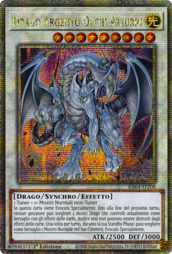 RA04-IT208 Drago Argento Occhi Azzurri Rara Segreta Quarto di Secolo 1a Edizione (IT) -NEAR MINT-