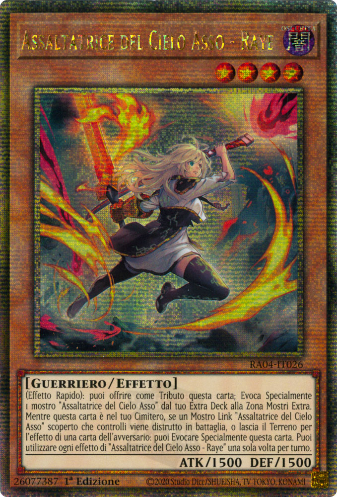 RA04-IT026 Assaltatrice del Cielo Asso - Raye (Versione Alternativa) Rara Segreta Quarto di Secolo 1a Edizione (IT) -NEAR MINT-