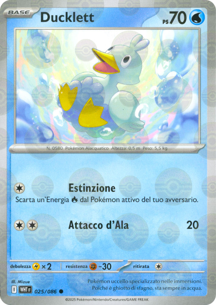 025 / 086 Ducklett Comune foil reverse Poke Ball (IT) -NEAR MINT-