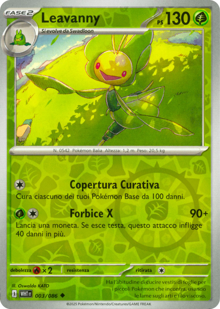 003 / 086 Leavanny Non Comune foil reverse (IT) -NEAR MINT-