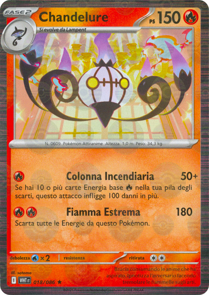 018 / 086 Chandelure Rara foil reverse Poke Ball (IT) -NEAR MINT-