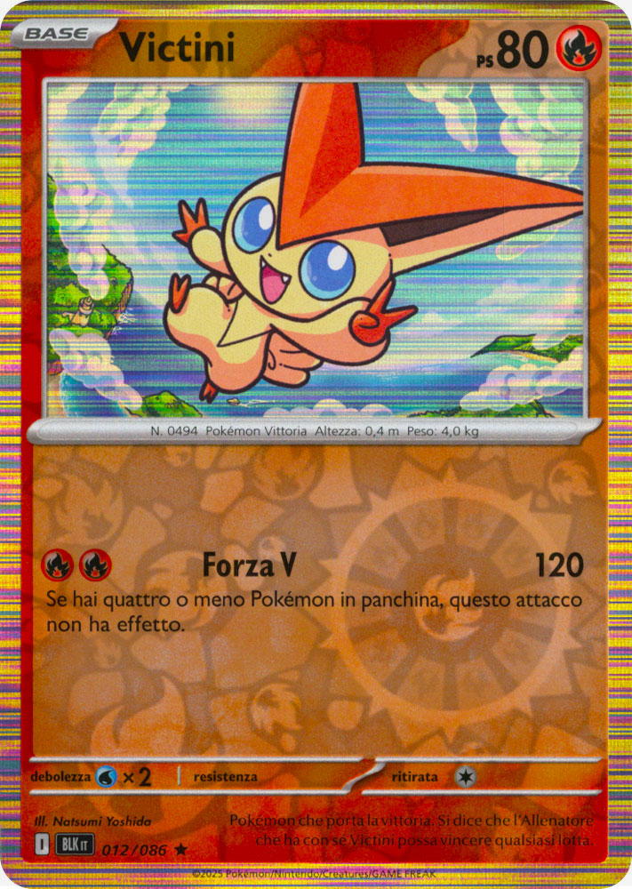 012 / 086 Victini Rara foil reverse (IT) -NEAR MINT-