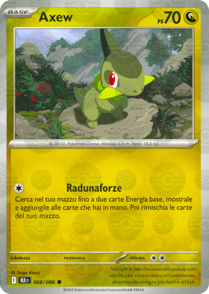 068 / 086 Axew Comune foil reverse Poke Ball (IT) -NEAR MINT-