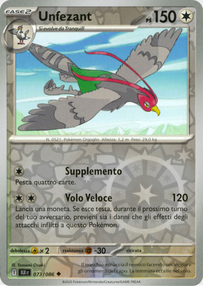 073 / 086 Unfezant Non Comune foil reverse (IT) -NEAR MINT-