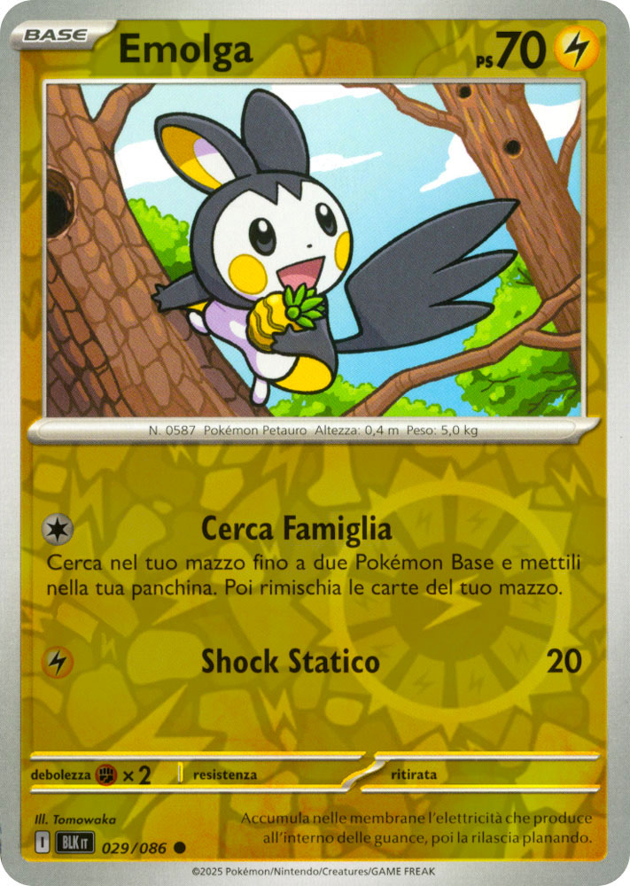 029 / 086 Emolga Comune foil reverse (IT) -NEAR MINT-