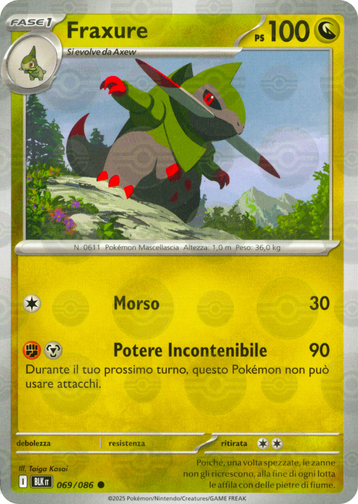069 / 086 Fraxure Comune foil reverse Poke Ball (IT) -NEAR MINT-