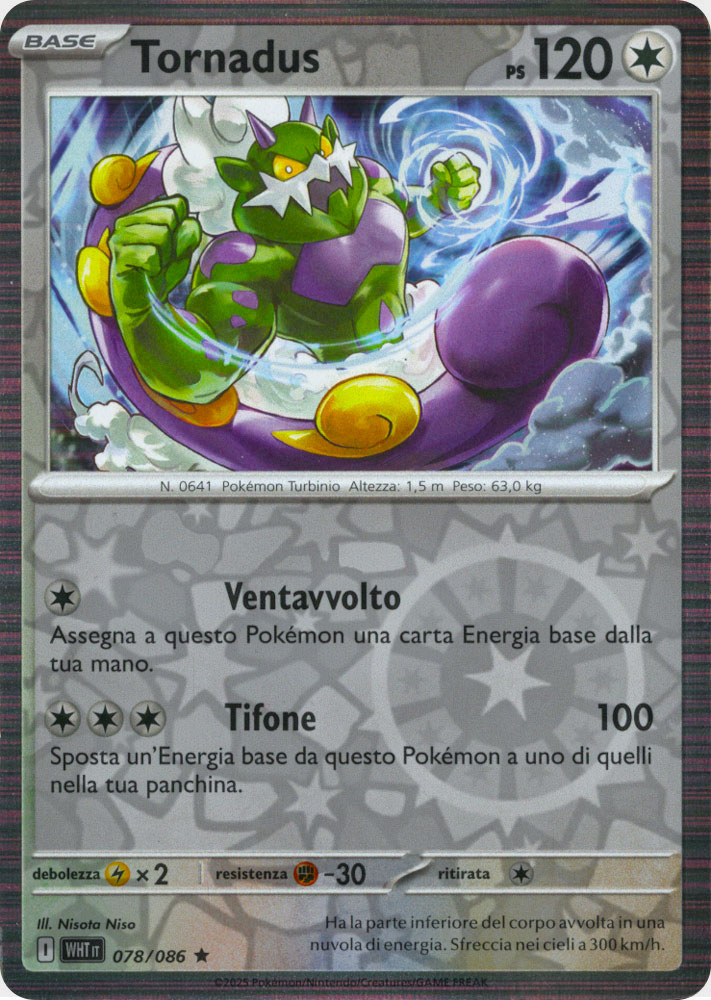 078 / 086 Tornadus Rara foil reverse (IT) -NEAR MINT-