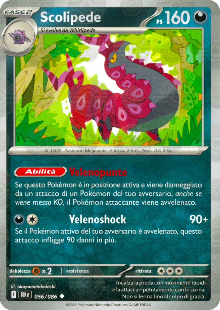 056 / 086 Scolipede Non Comune foil reverse Poke Ball (IT) -NEAR MINT-