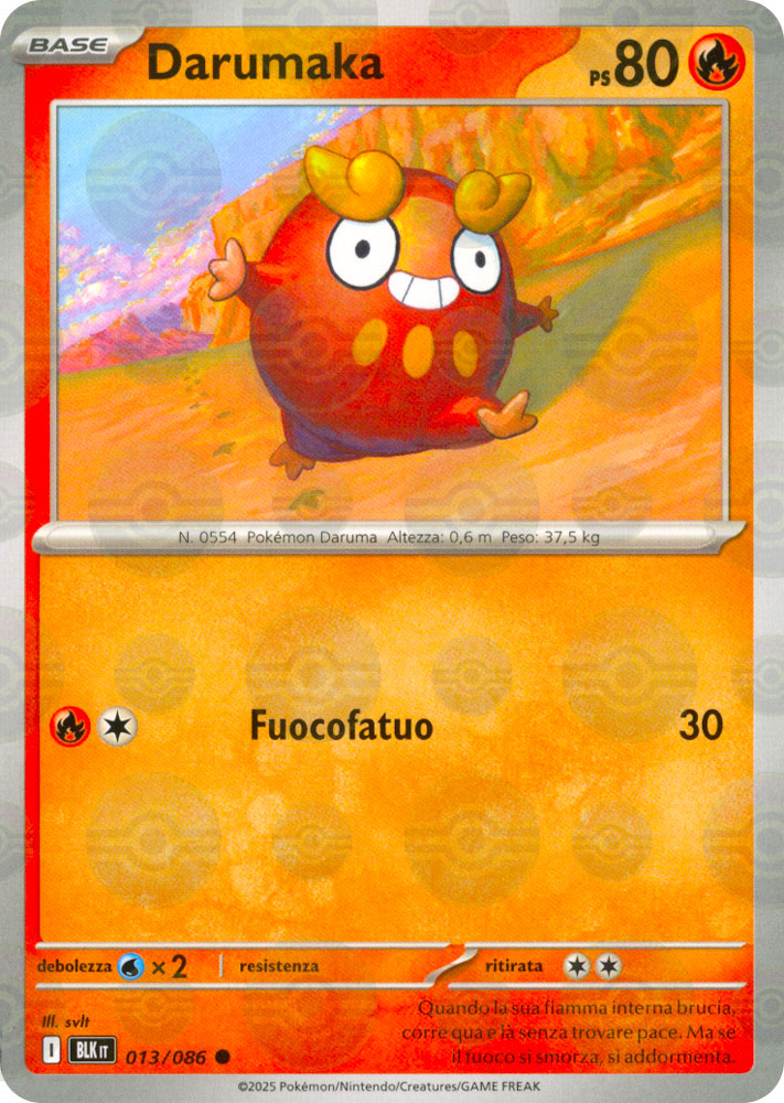 013 / 086 Darumaka Comune foil reverse Poke Ball (IT) -NEAR MINT-