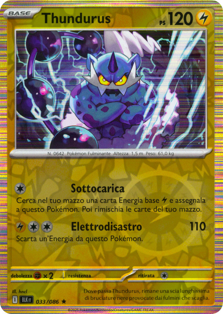 033 / 086 Thundurus Rara foil reverse (IT) -NEAR MINT-