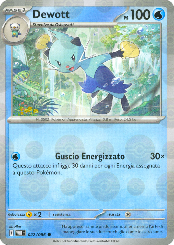 022 / 086 Dewott Comune foil reverse Poke Ball (IT) -NEAR MINT-