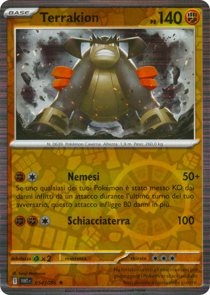 054 / 086 Terrakion Rara foil reverse (IT) -NEAR MINT-