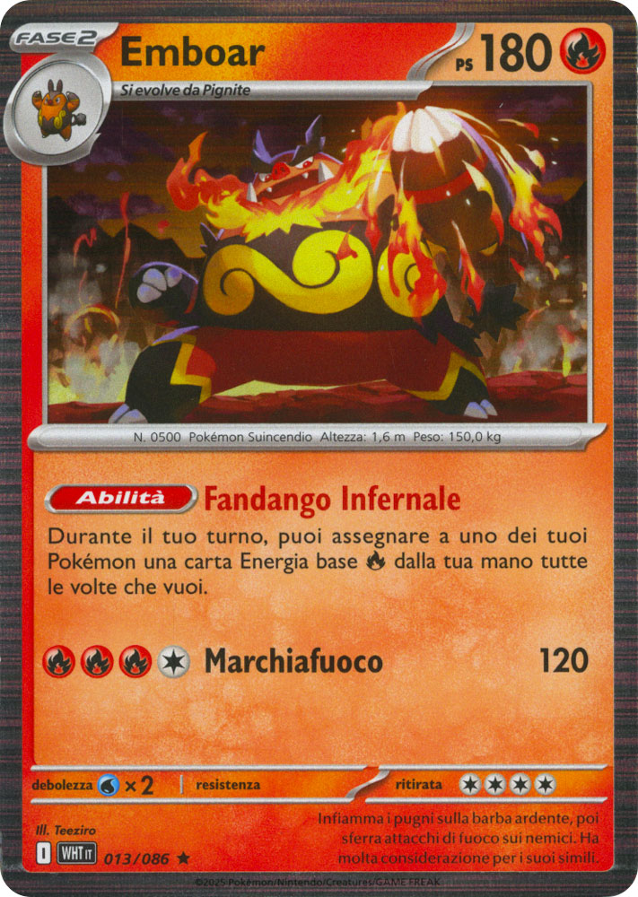 013 / 086 Emboar Rara foil (IT) -NEAR MINT-
