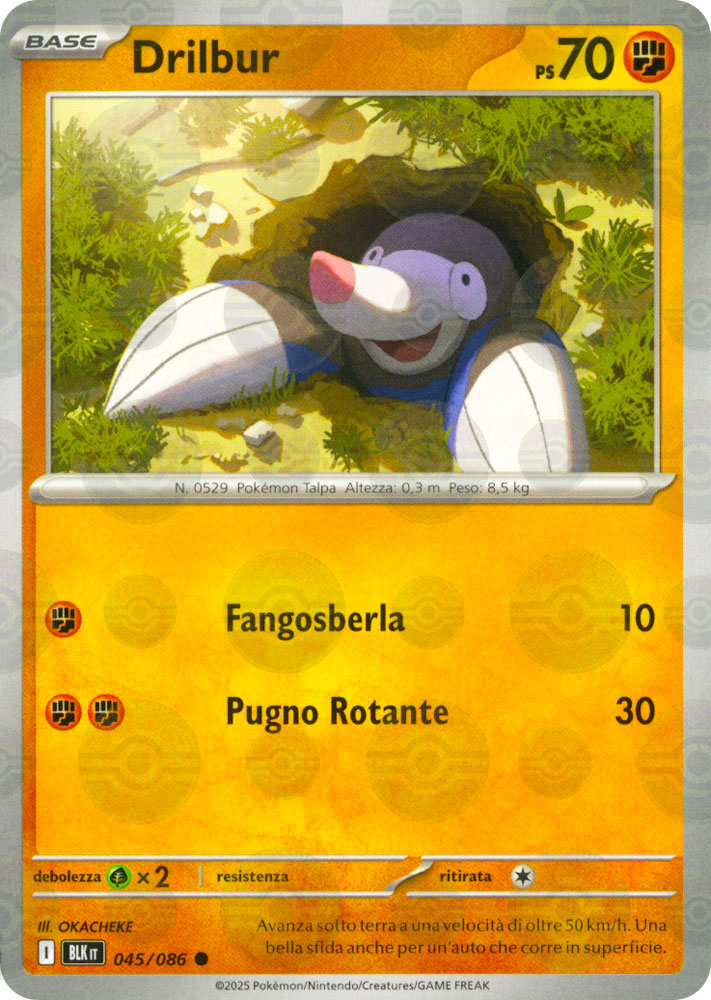 045 / 086 Drilbur Comune foil reverse Poke Ball (IT) -NEAR MINT-