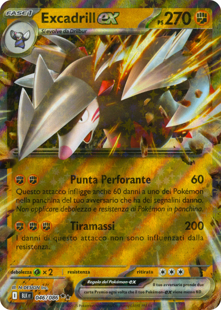 046 / 086 Excadrill ex Rara ex foil (IT) -NEAR MINT-