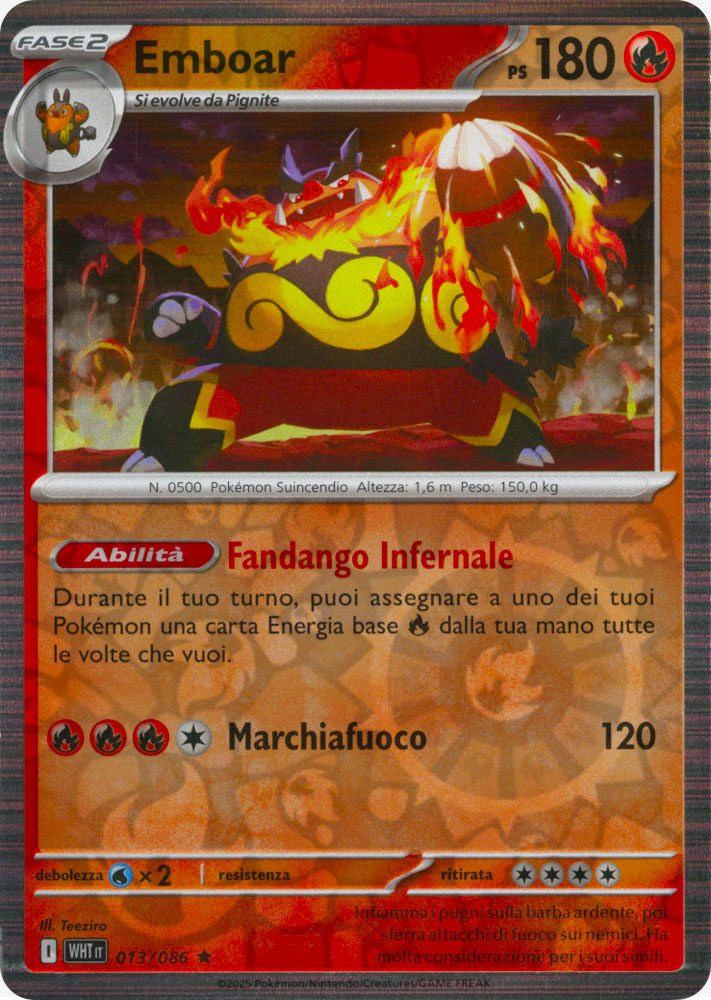 013 / 086 Emboar Rara foil reverse (IT) -NEAR MINT-