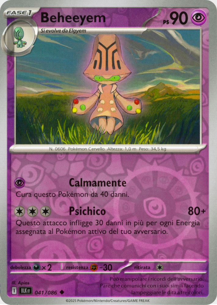 041 / 086 Beheeyem Non Comune foil reverse (IT) -NEAR MINT-