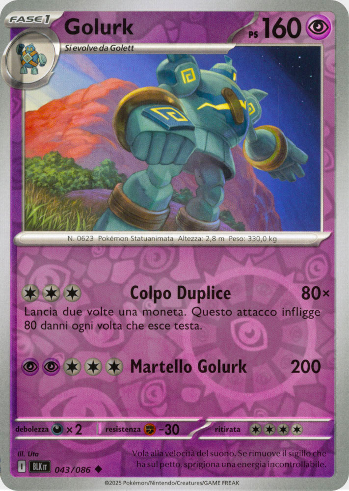 043 / 086 Golurk Non Comune foil reverse (IT) -NEAR MINT-