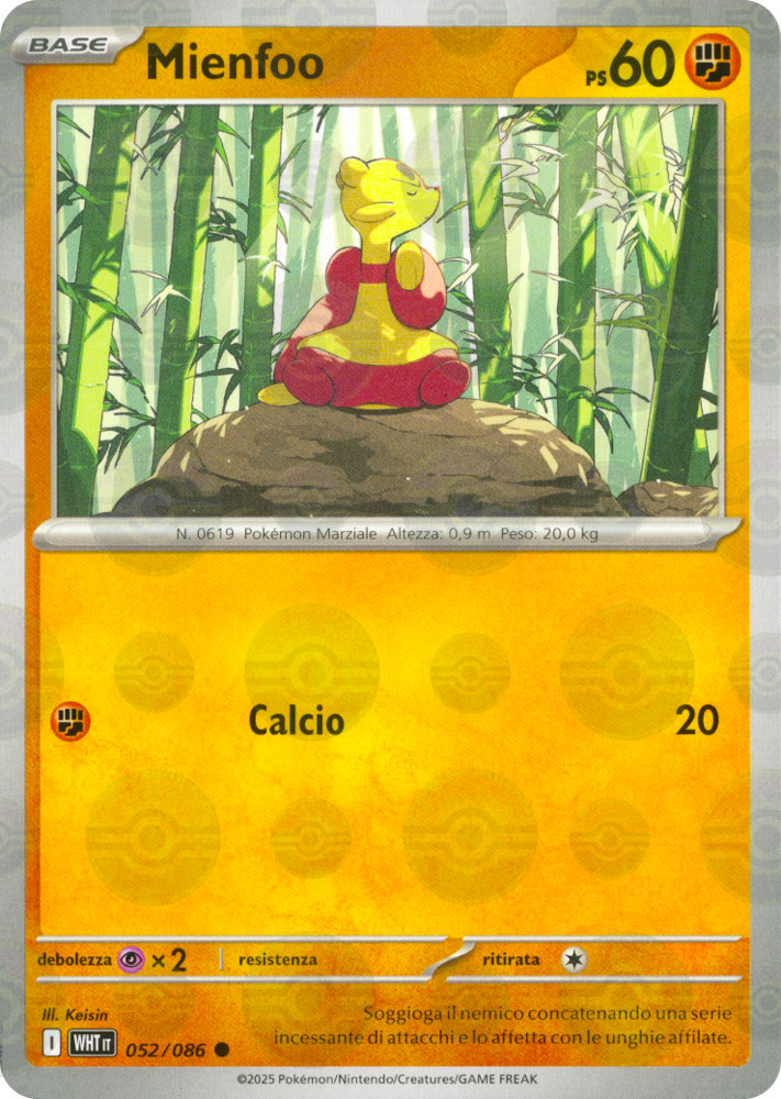 052 / 086 Mienfoo Comune foil reverse Poke Ball (IT) -NEAR MINT-