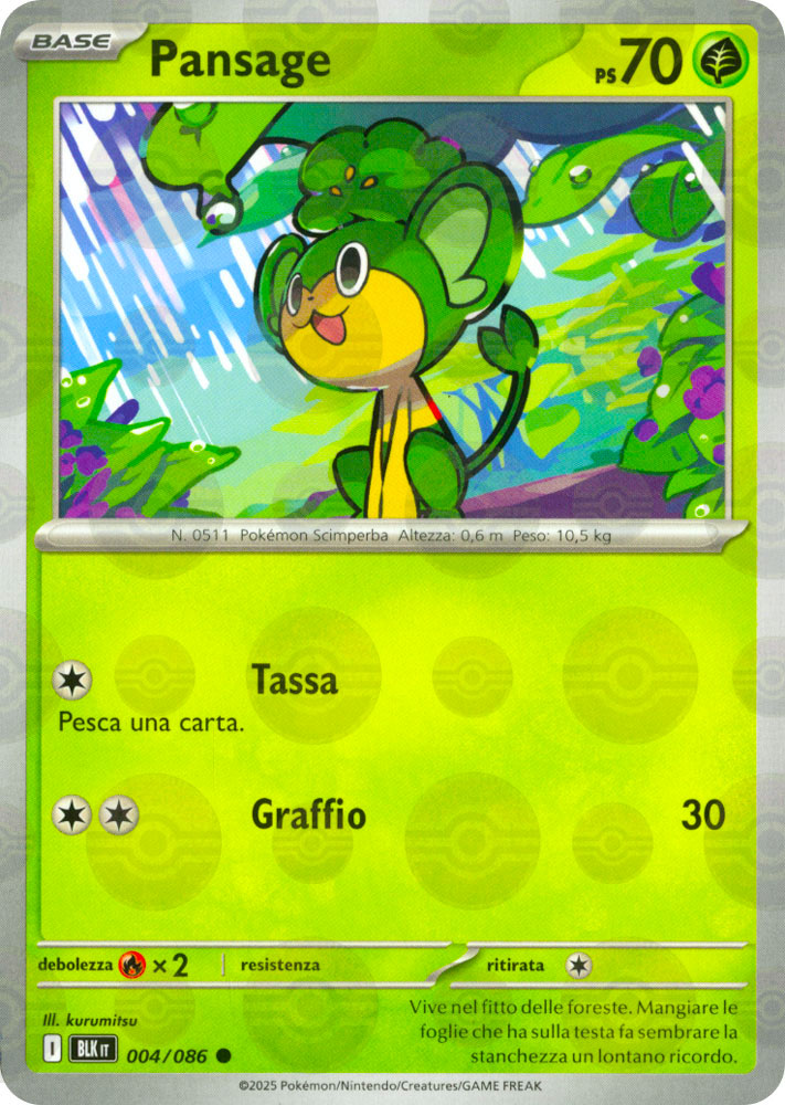 004 / 086 Pansage Comune foil reverse Poke Ball (IT) -NEAR MINT-